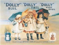 3 dolls and 2 little bags tied round a stick