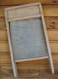 Corrugated metal in wooden frame